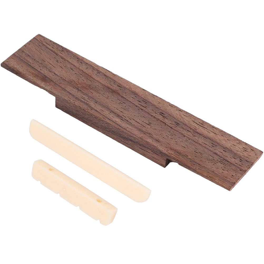 1 set 1 Set Wooden Ukulele Bridge Saddle Replacement For 4String Ukulele Smooth Adjustable Nut Premi