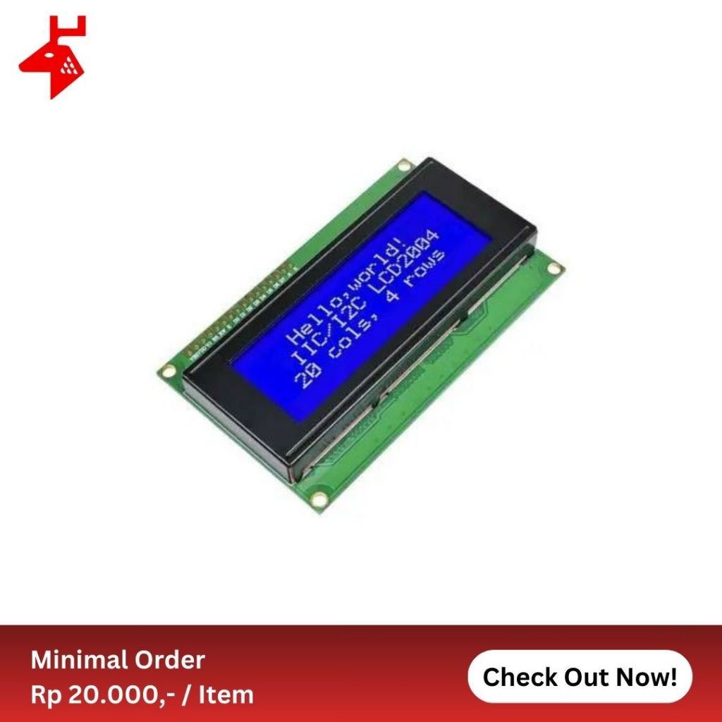 LCD 2004 20x4 Character Display Module Blue Backlight HD44780 Arduino By Griya Komponen