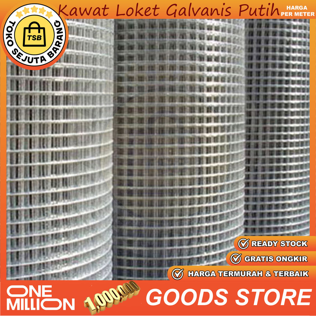 Kawat Loket Galvanis Putih Per Meter Anti Karat Tebal Kuat Ram Kawat Besi Pagar Kandang Ayam Burung 