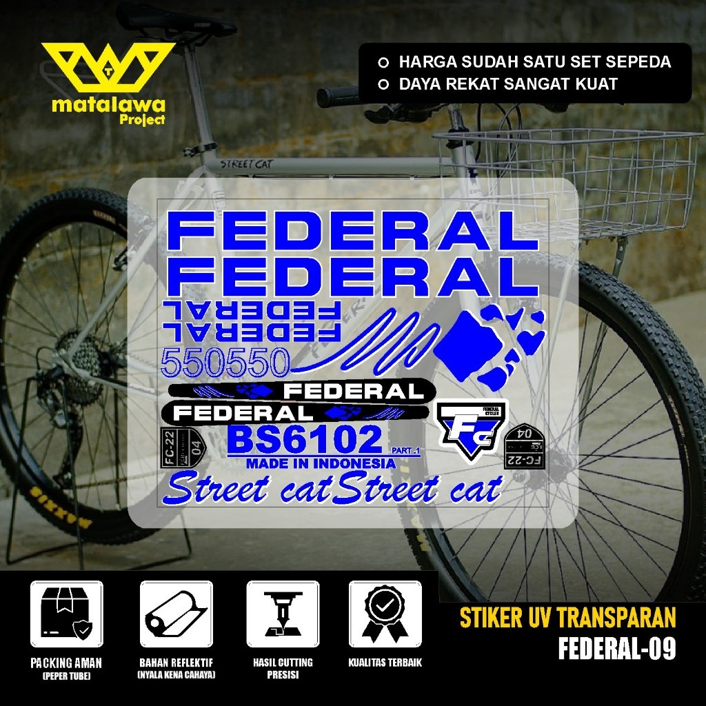 Stiker Decal FEDERAL UV TRANSPARAN LADY CATSS CYCLE 2000 Stiker Sepeda Kalcer SET 09