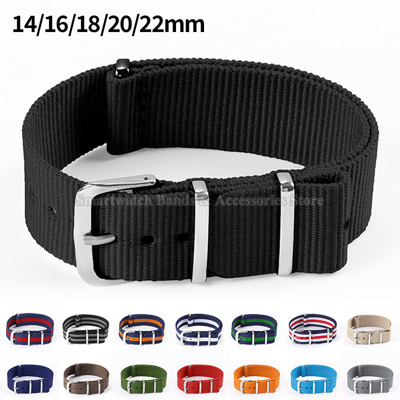 Tali Jam Tangan Kanvas Nilon 14mm 16mm 18/20/22mm untuk Seiko, Tali Jam Tangan Militer Sport untuk O