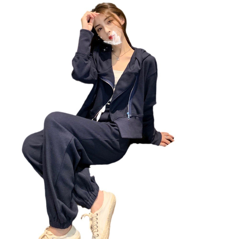 Set Pakaian Olahraga Wanita Versi Korea Sweater Longgar Modis Set Dua Potong