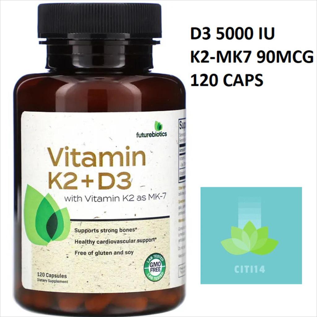 K2+D3 120 CAPS K2 MK-7 100MCG D3 5000IU FUTUREBIOTICS VIT K2&D3 100MCG 5000IU 5000IU