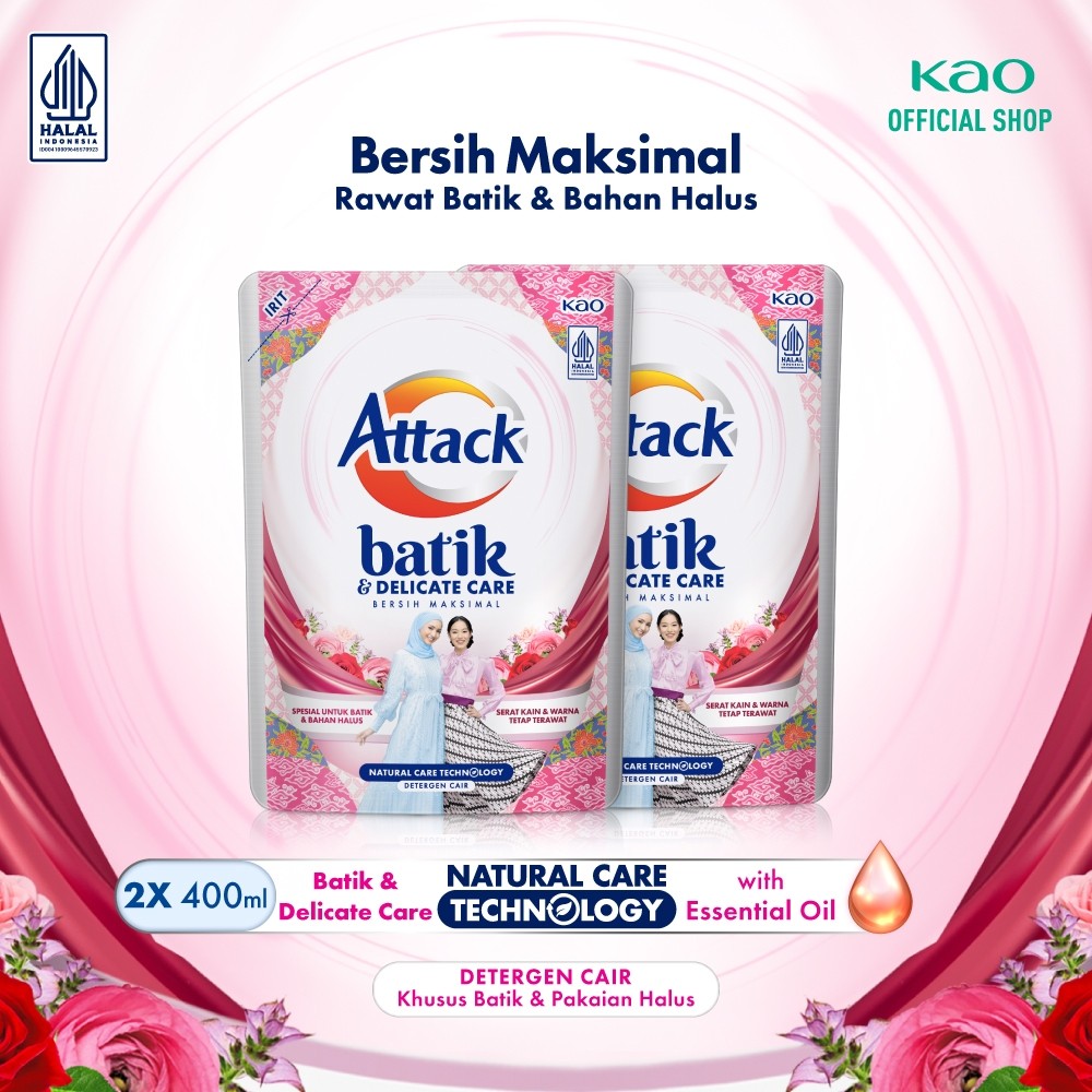 Attack Deterjen Cair Batik Care Pouch 400ml  Twin Pack - Sabun Cuci Baju / Detergen Pembersih Pakaia