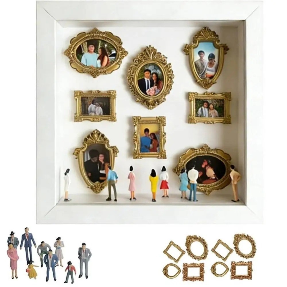Creative Mini Figurines Y Mini Museum Silhouette Box Gold Frames Memory Preservation Shadow Box Fram