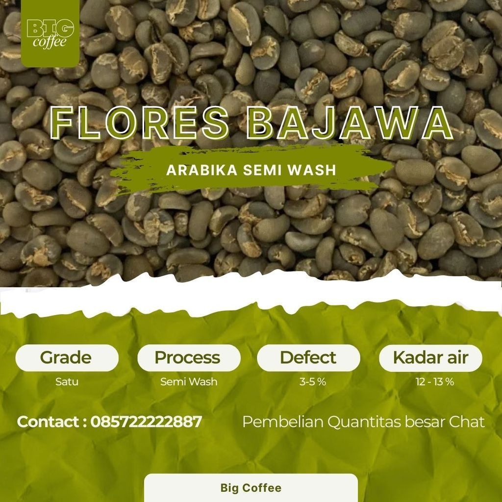 green Bean  biji kopi Arabika Flores Bajawa - Semi Wash