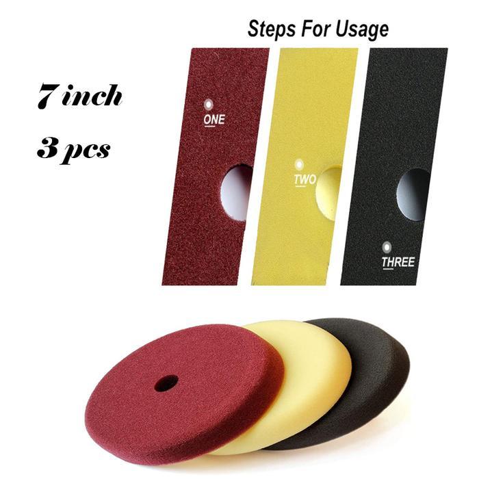 Foam Pad 7" High Quality /Busa Poles 7" Velvro 6" isi 3 pcs Sponge Polishing Set Car Buffing Pads Al