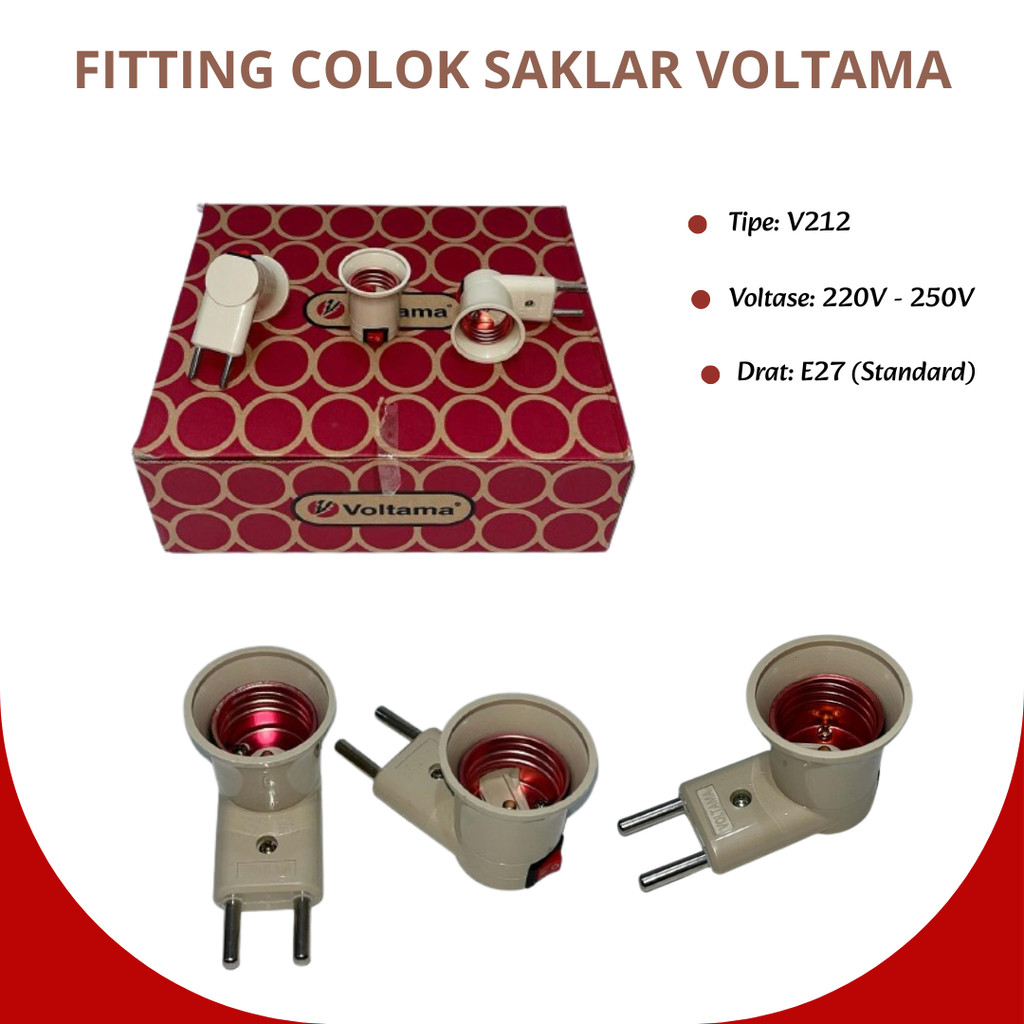 Fitting Lampu Colok Saklar V212 Voltama / Fitting Colok Tancap + Saklar