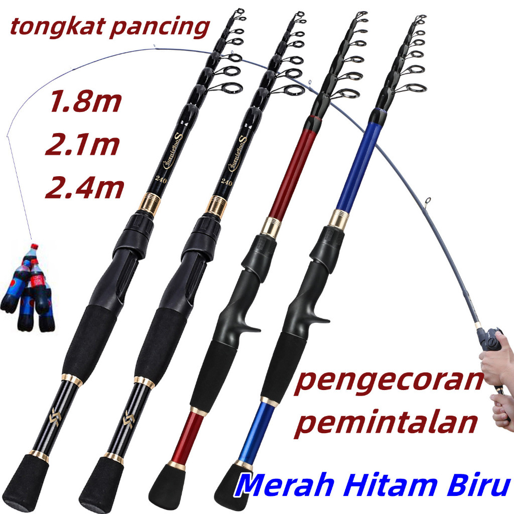TERLARIS Sougayilang Joran Pancing1.8/2.1/2.4M joran teleskopik Spinning Fishing Pole For  Fishing T