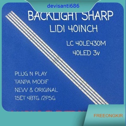 LAMPU BACKLIGHT STRIP SHARP 40INCH LC-40LE430M LC-40LE430 BL LED SHARP LC 40LE430M 40LE430M LED LIDI