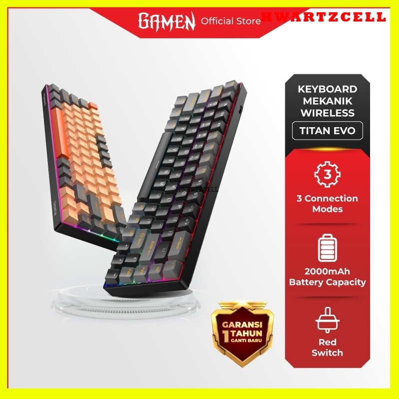 [HWARTZ] GAMEN Titan Evo – Wireless Mechanical Keyboard RGB, Triple Mode (Bluetooth 5.2 / 2.4G / Typ