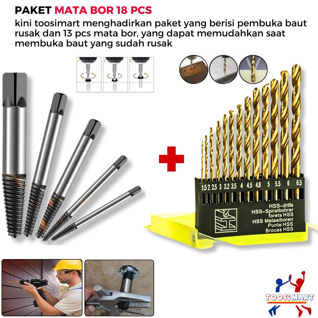 Alat pembuka baut patah/Screw extractor /alat pembuka baut rusak untuk Cabut Sekrup Baut Patah