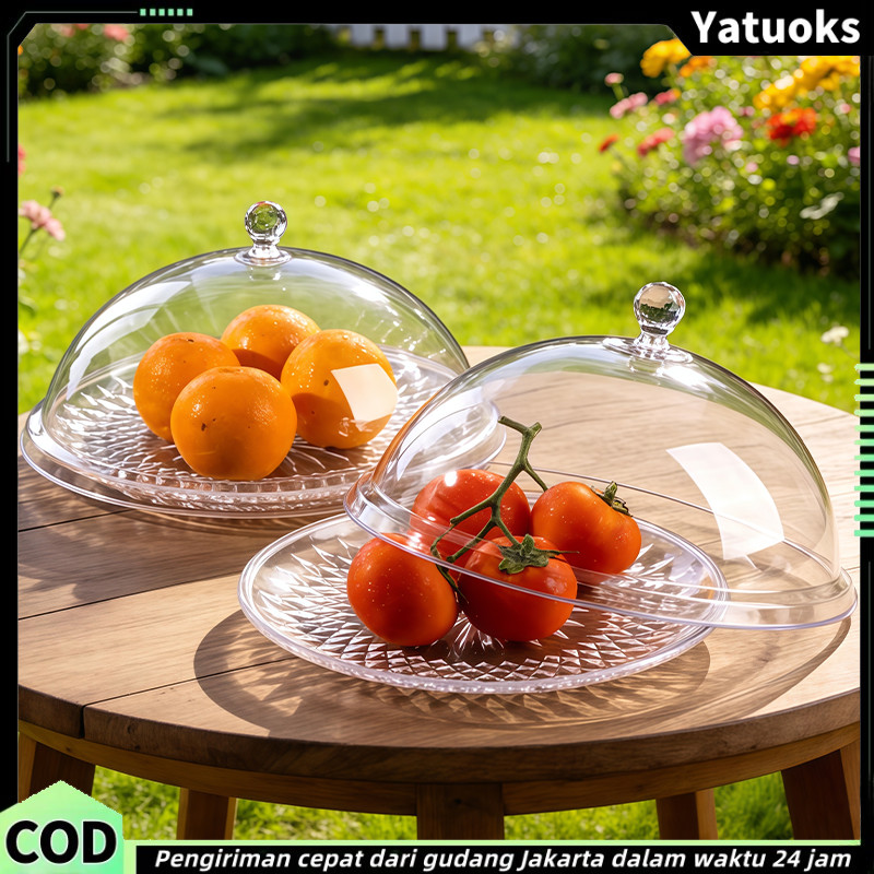 Tempat Kue Plastik Transparan / Tempat Roti / Tempat Buah Plastik / Wadah Piring Penutup Rak Makanan