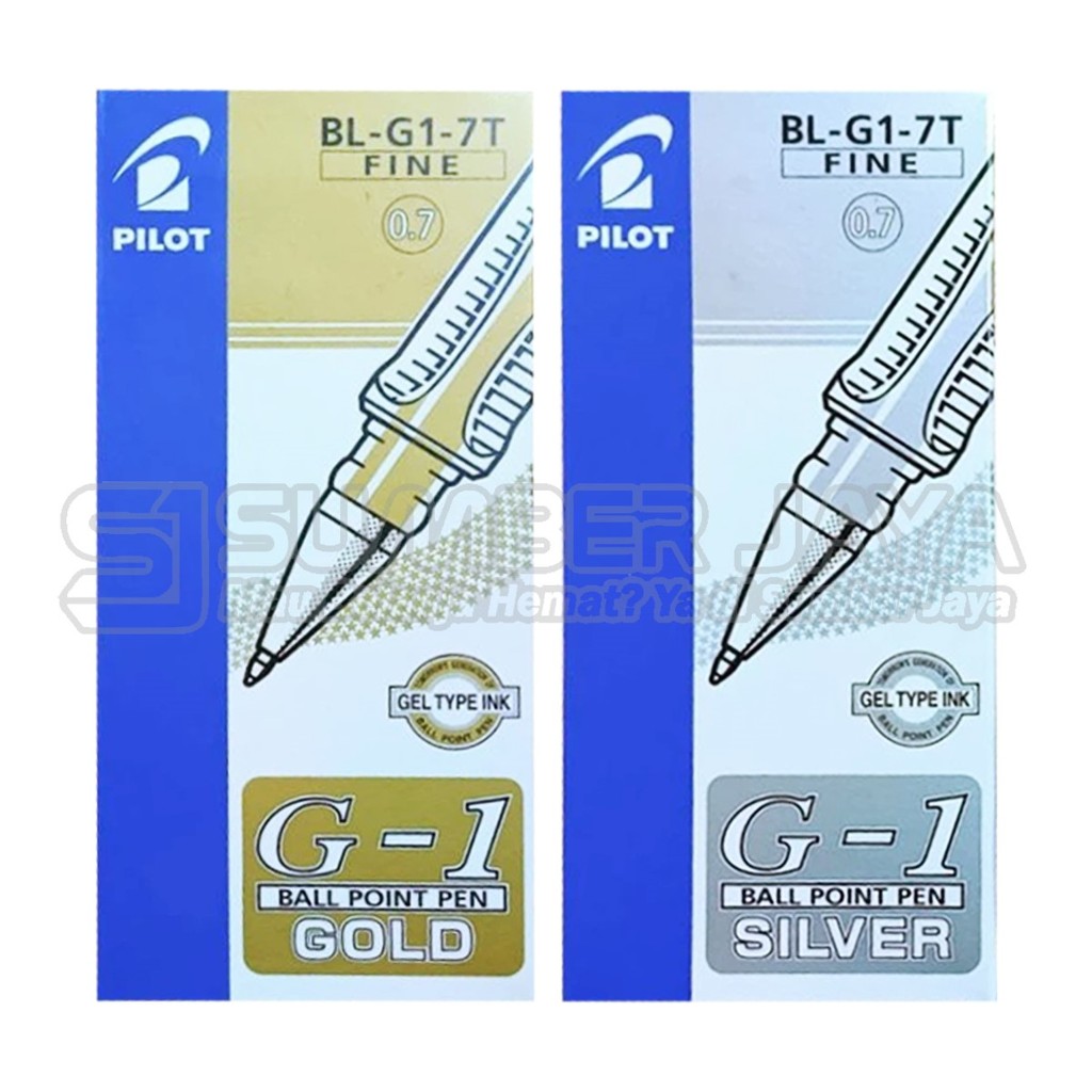 Ballpoint Gel Pena 0.7mm PILOT G1 Silver Gold Pena PILOT G-1