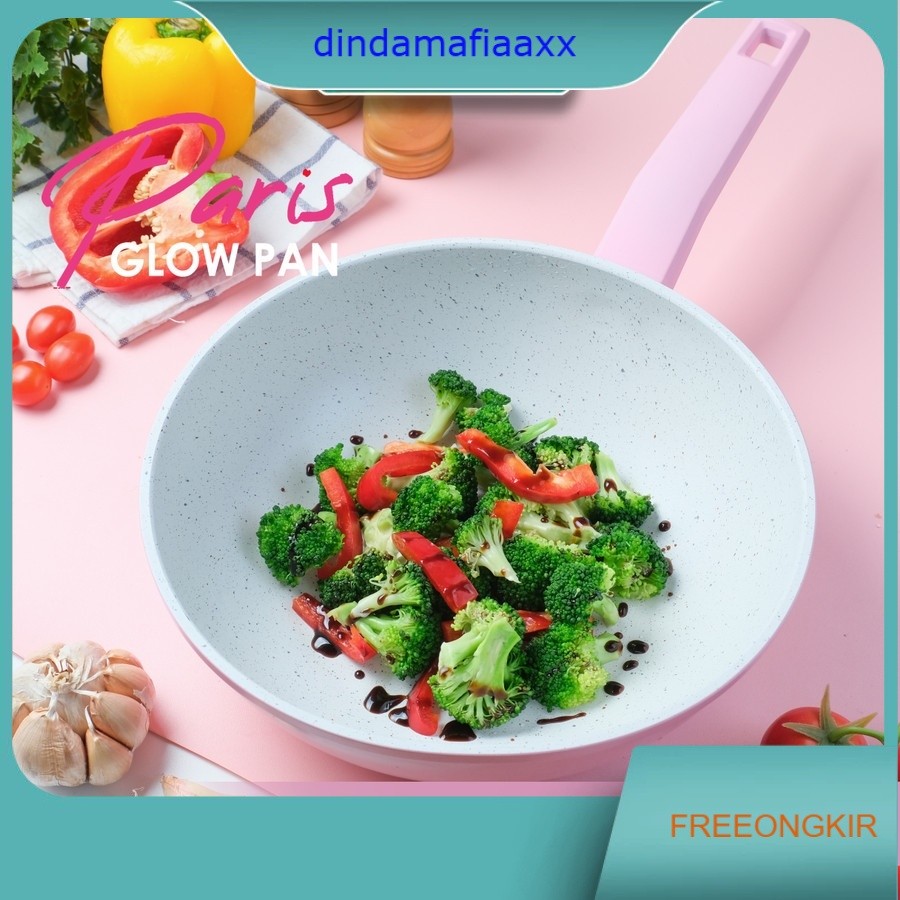 Paris Wok Pan 24 Cm White Marble-WOK pan Marble PFOA FREE