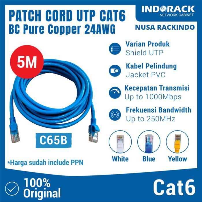 C65B - PATCH CORD 5 METER UTP CAT 6 KABEL LAN - BIRU