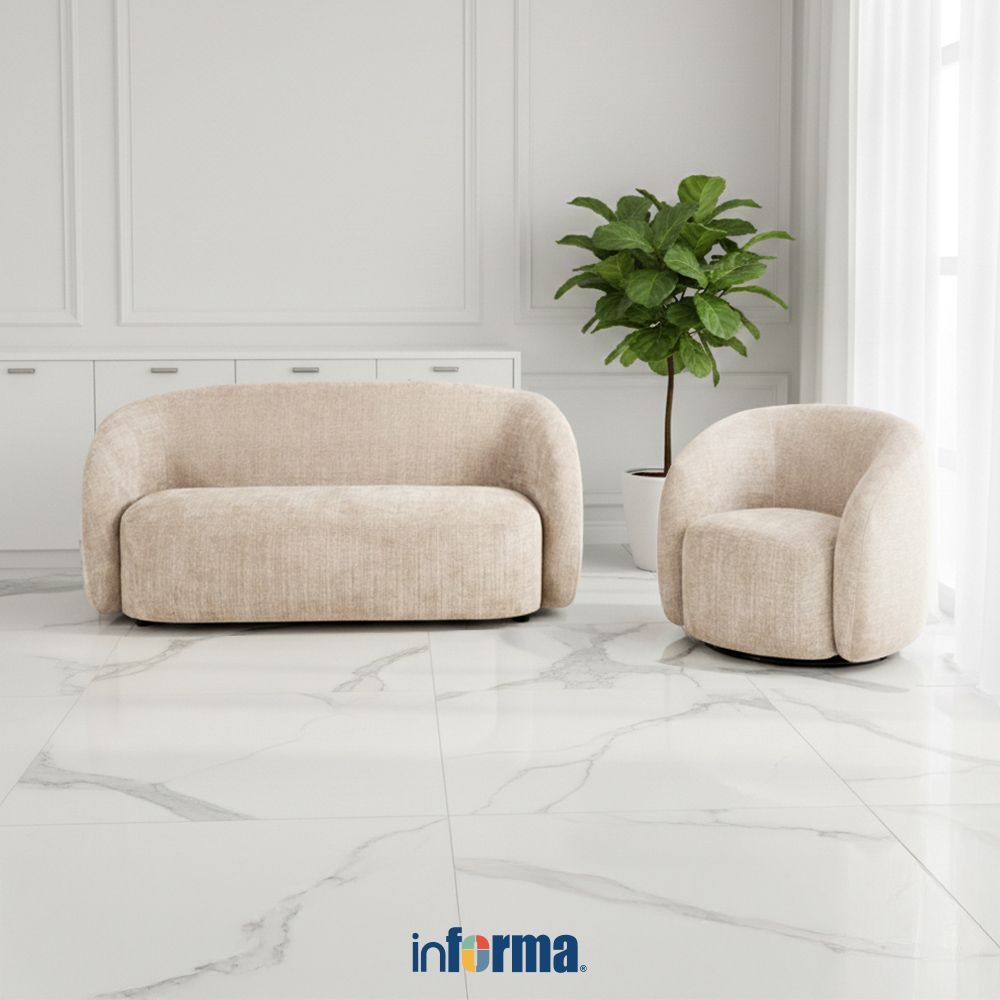 Informa Nordia Lodi Set Sofa Fabric - Krem Beige Sofa Ruang Tamu Kursi Sofa Sofa Minimalis Kursi Rua