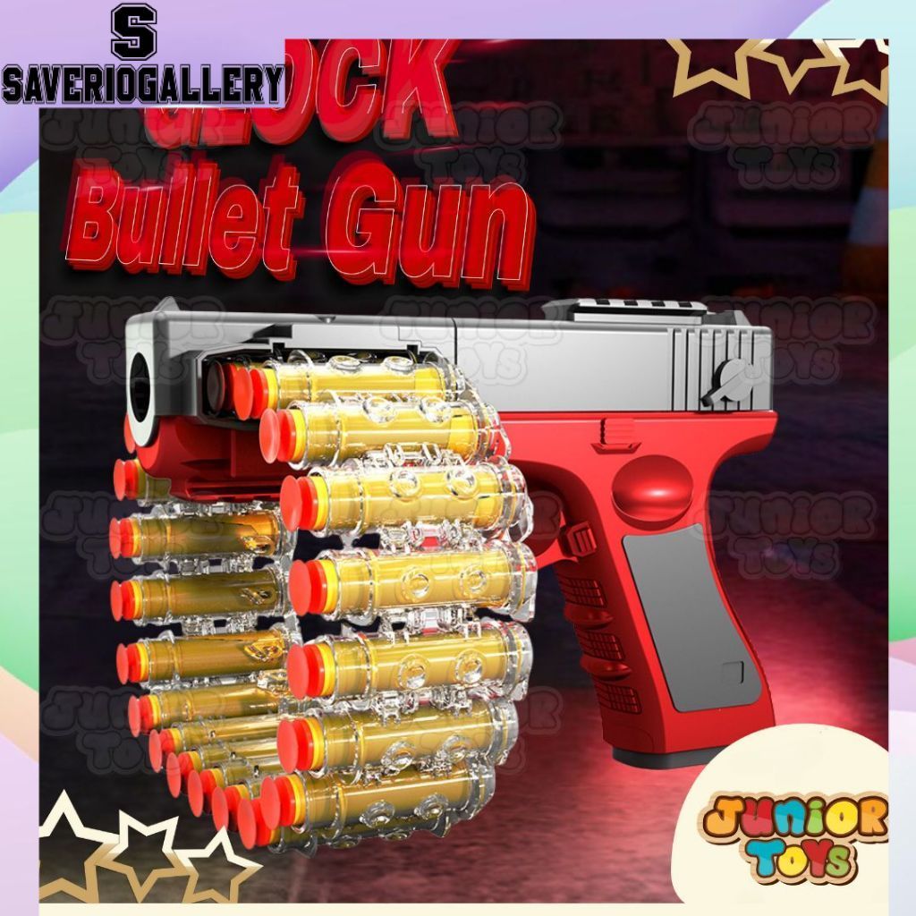 Mainan Anak Laki Pistolan Glock Gun Soft Bullet Toys Tembakan Peluru Pistolan Kokang Aman Tidak Berb