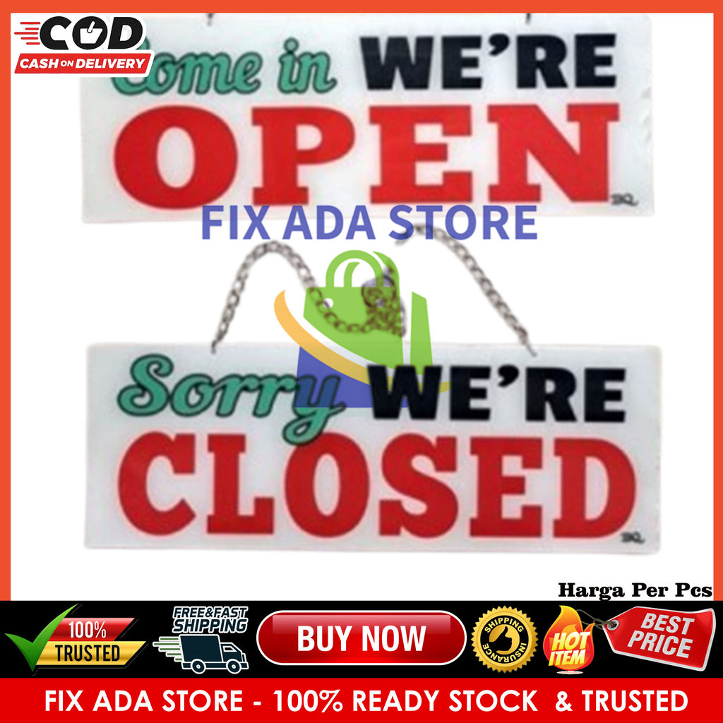 Bolak Balik Open Closed Stiker Board Papan Akrilik Petunjuk Sign Tulisan Ruangan Akerilik Terima Kas