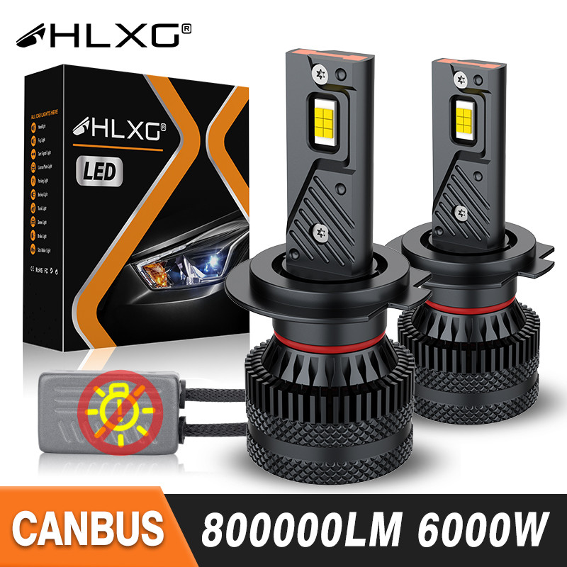 HLXG 6000W H7 LED Headlight Bulb Canbus H4 H8 H9 H11 HB4 HB3 9005 9006 9012 Turbo LED Fog Lamp High 