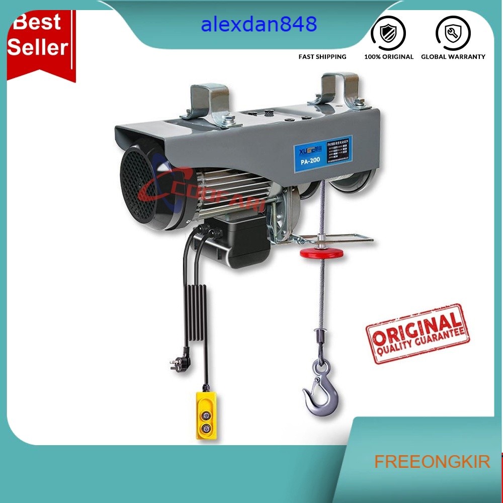 PA-300 PA-400 PA-800 PA-1200 Electric Hoist Wire Rope Panjang 12M Indoor dan Outdoor Electric Hoist 