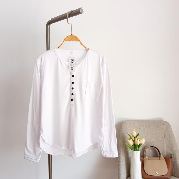 Style DeMode Atasan Oblong Basic Rayon Ramise - Kaos Lengan Panjang Busui Friendly - Baju Oval Kanci