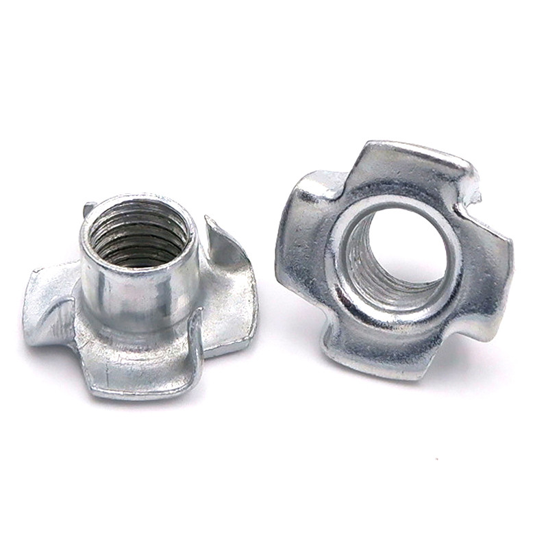 10/ 50pcs M3 M4 M5 M6 M8 M10 M12 Four Claws Nut T-nut Blind Pronged Insert T-Nut for Wood Furniture 