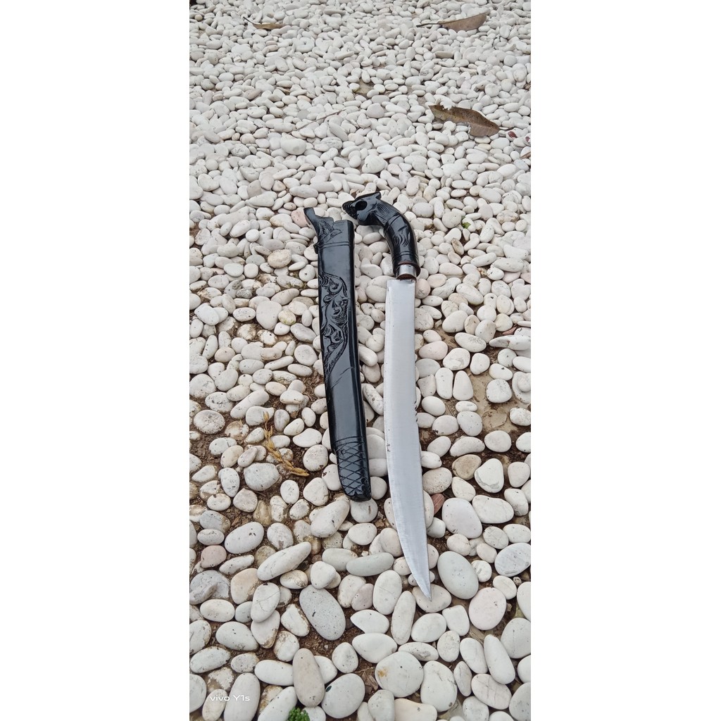 golok sembelih ukiran singa warna hitam