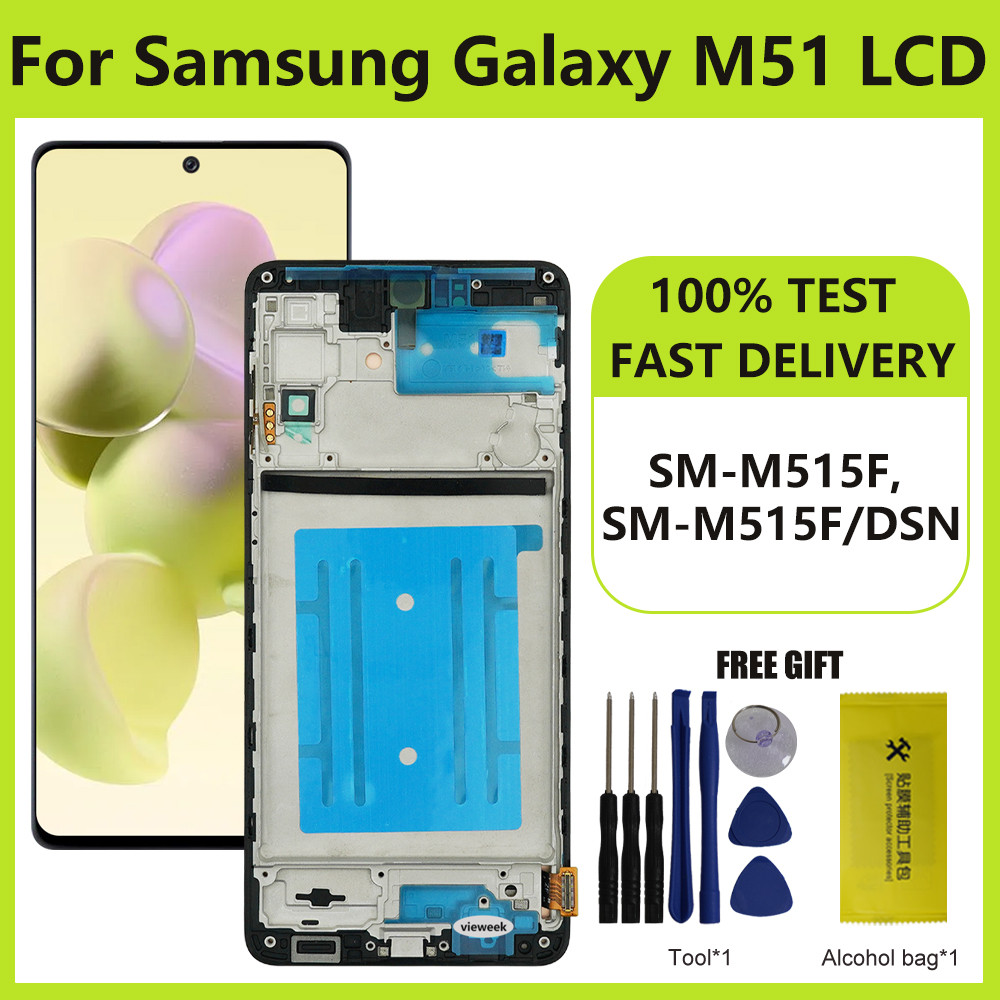 AMOLED for Samsung M51 M515 M515F M515F/DS Lcd splay gital Tou Screen Assembly For Samsung Galalxy M