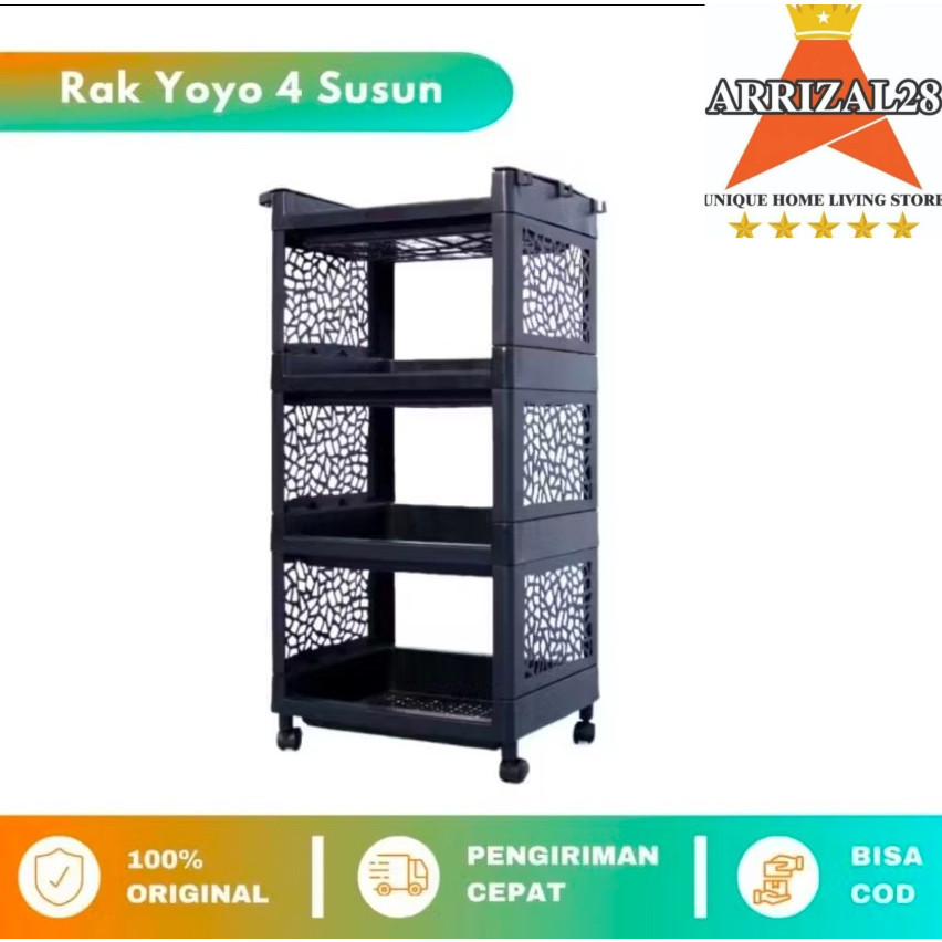 AFL RAK YOYO APARTEMEN + RODA 4 SUSUN HITAM SERBAGUNA