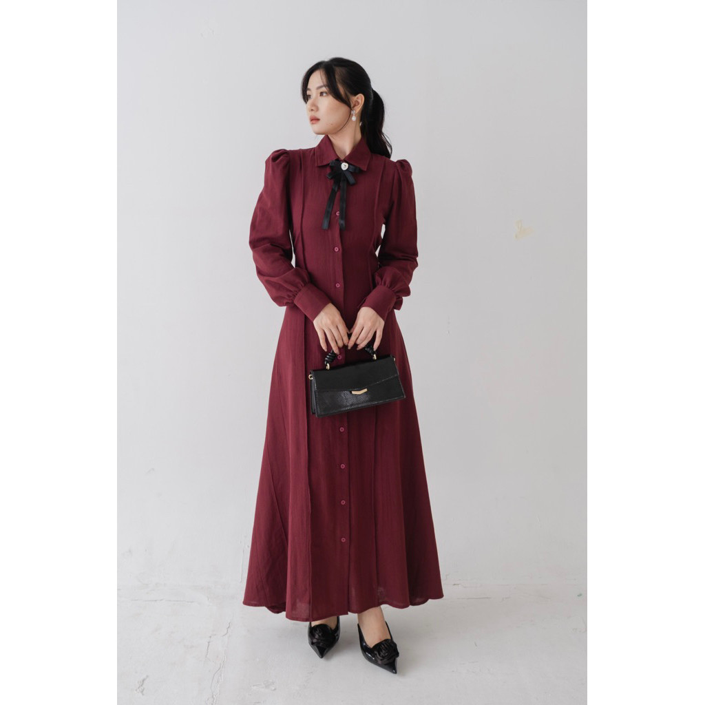 [LAVIA] Emilia Dress / Dress Puffy Sleeves Lengan Panjang