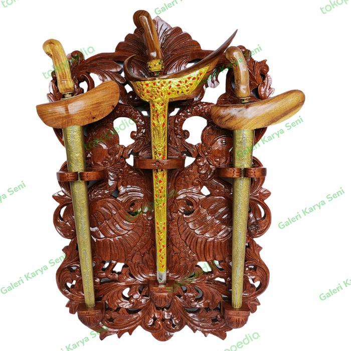 Blawong Keris Isi 3 Ukiran Garuda Wisnu Kencana KayuJati Plitur Coklat
