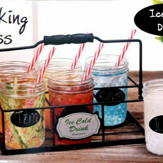 Gemoy - GLASS WITH IRON STAND - TEMPAT MINUM GELAS KLASIK DENGAN TRAY