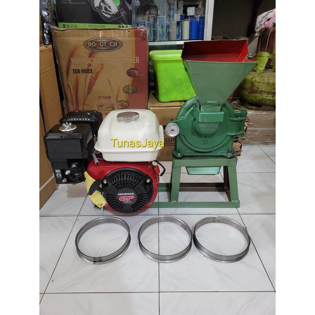 Mesin Giling Tepung disk mill FFC 15+Mesin penggerak HONDA GP160