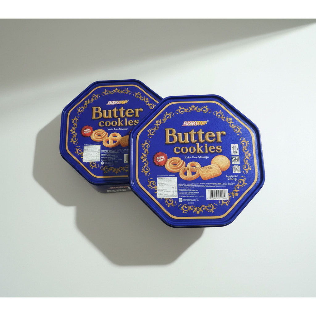 Biskitop Butter Cookies 260gr / Biskitop Butter Cookies 260gr / Box Plastik Hexagonal