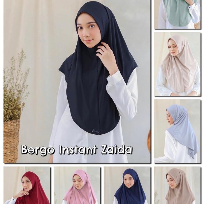Jilbab instant Zaida bergo jersey olahraga Santai - Hitam