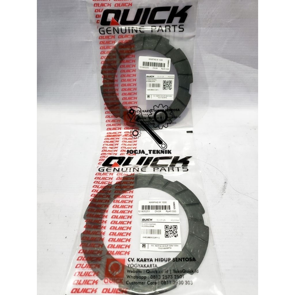 Sparepart Traktor Quick Kampas Kopling Traktor Quick M1000A / Zena Original - Clutch Facing Kampas K