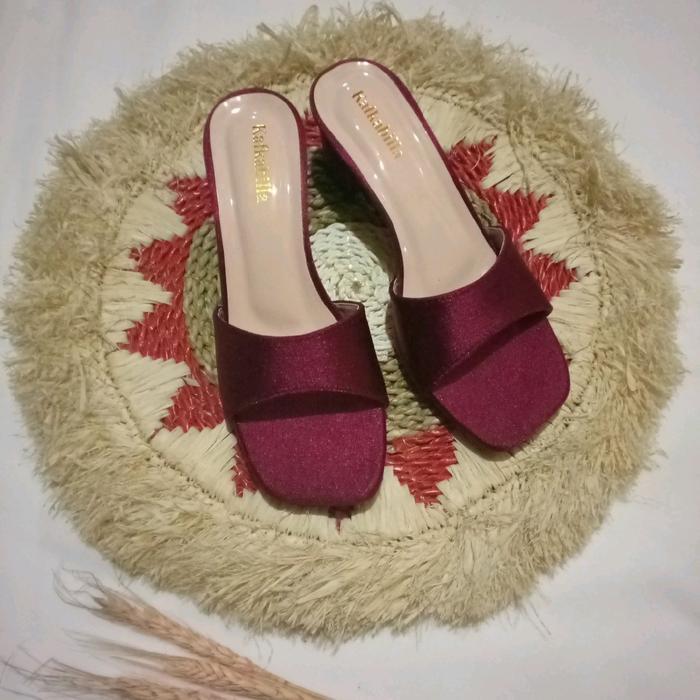 Sandal wanita hak tahu slop Hitam Sendal Sendal - Hitam, 36