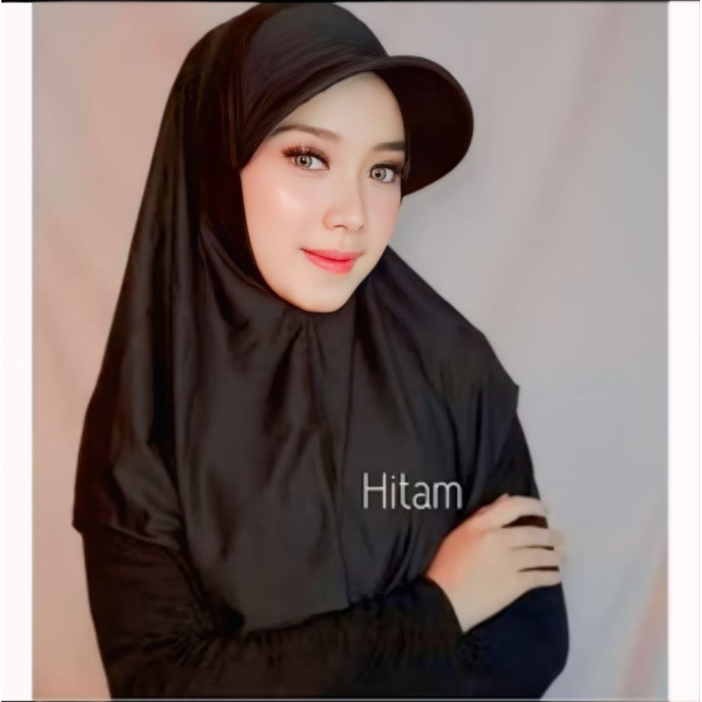 Hijab Sport Topi Warna Hitam Size M dan L