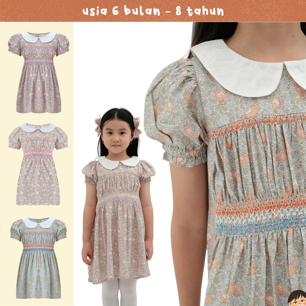 Harlow Lottie Smocked Dress - Baju Anak Perempuan Baby Doll