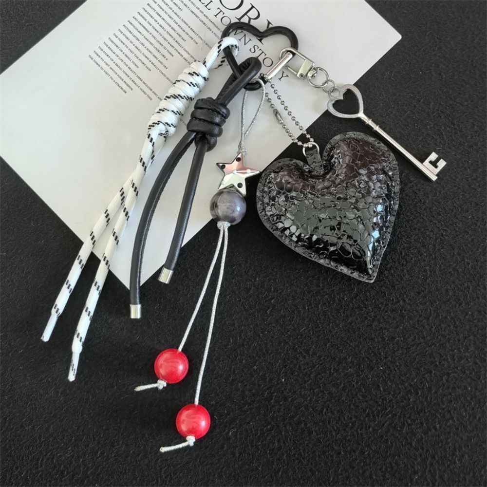 Leather Braided Rope Car Keyrings Woven Rope Hanging Lovely Heart Key Chain Bag Decoration  Handmade