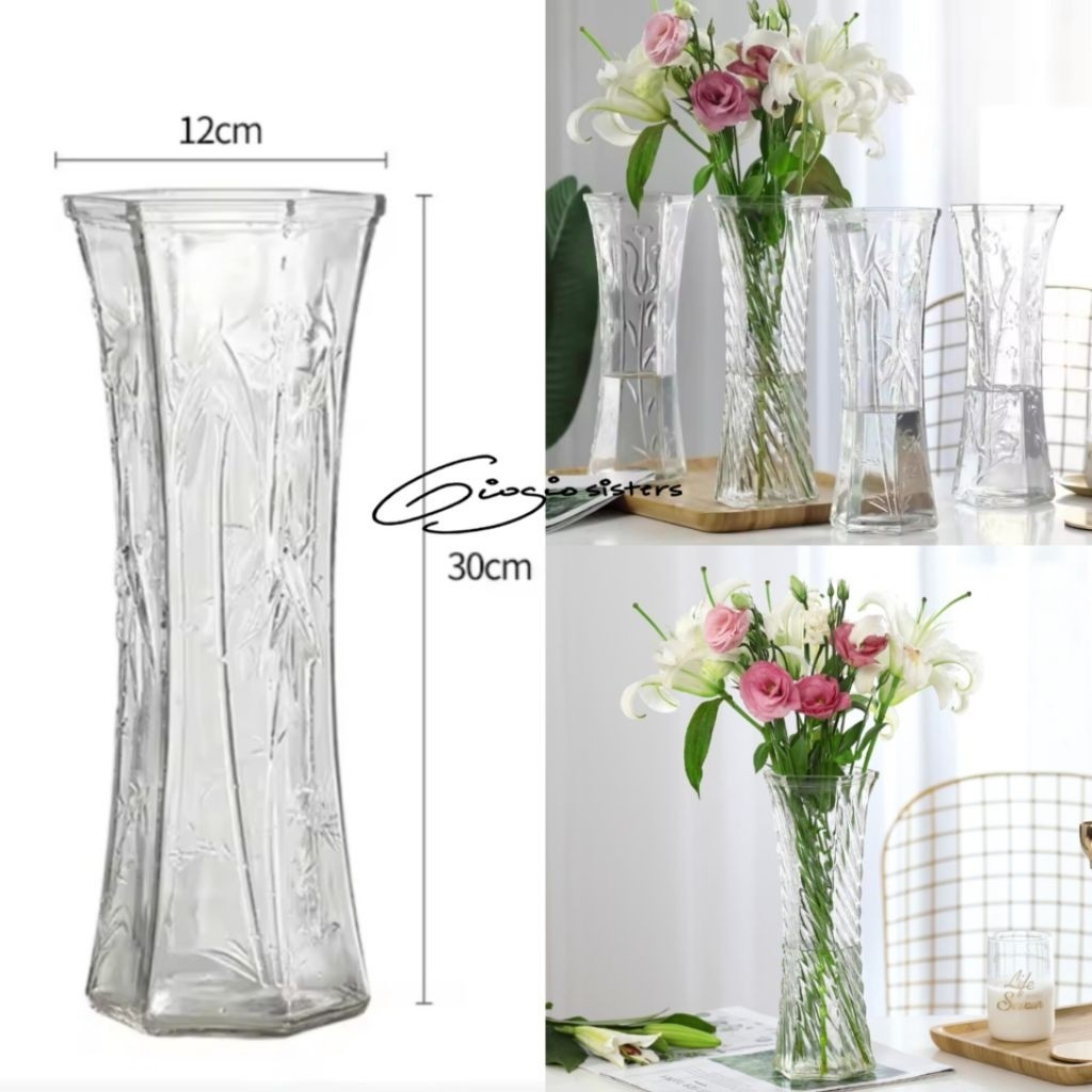 VAS HARMONIA | Vas bunga Kaca Tinggi  Aesthetic  Vas Transparan Glass Vas Bunga bening wadah bunga m