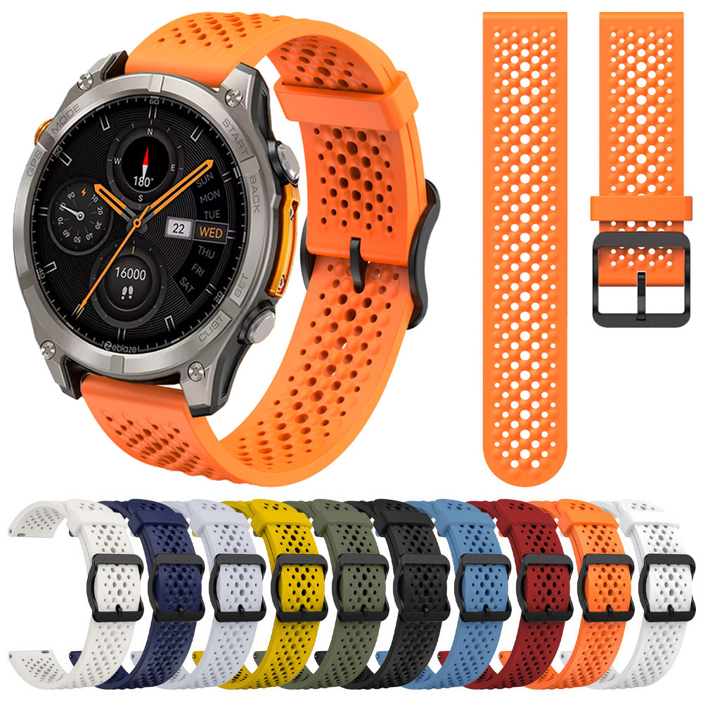 22mm Breathable Silicone Strap For Zeblaze Stratos 4 3 2/Vibe 8 7 Pro/Btalk 3 2 Watband Mi Wat S4 Co