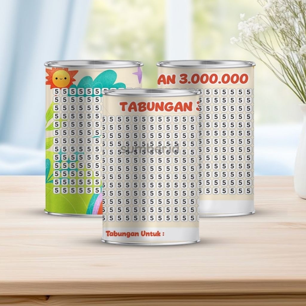 Celengan target 3juta pecahan 5ribu permanen buka tutup tabungan mini 5K GET 3JT ukuran 10 cm x 8 cm