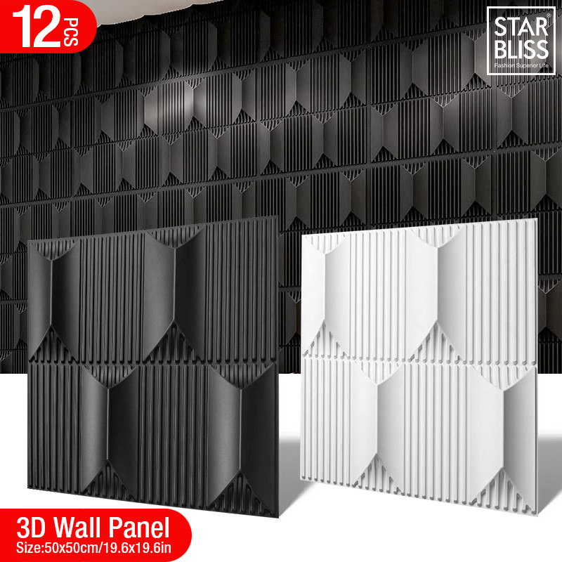 12 piece 50cm/1m² Decorative Textured PVC 3D Wall Panel 3D wall sticker Interior Wall Decor Living R