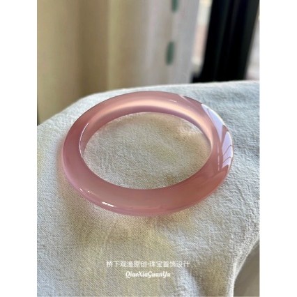 Gelang Batu Akik White Moonlight untuk Wanita Gelang Batu Akik Pink Chalcedony White Ice Lotus Gelan