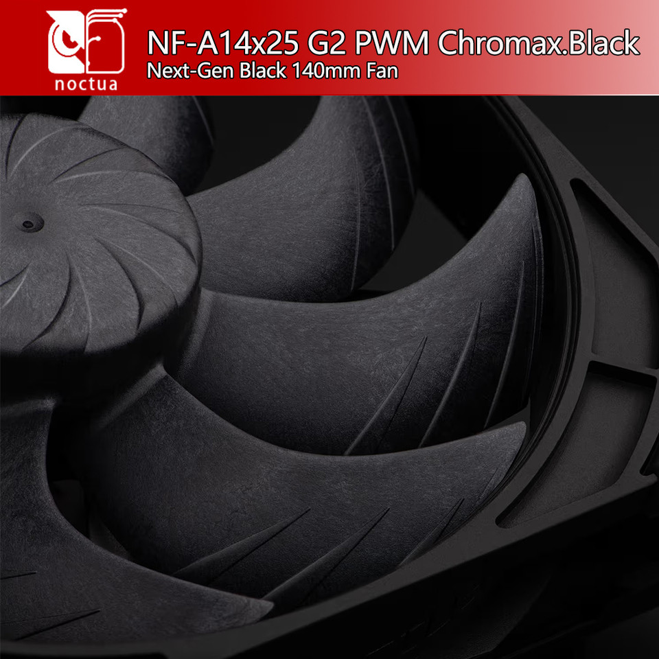 Noctua NF-A14x25 G2 PWM romax.Black Quiet Cooling Performance Fan 140x140x25mm For Push-Pull And Sid