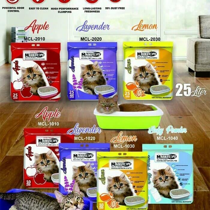 Klik Pakan Pasir Kucing Gumpal Wangi MARKOTOP 25 Liter - Khusus Gojek & Grab - Apel