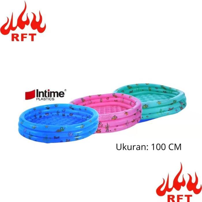 Baby Kids Pool Kolam Renang Karet Anak Inflatae Pool Intime 3 Ring - 100cm, Biru