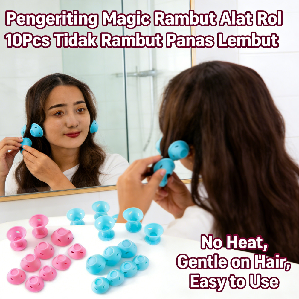 Rambut Tidak Panas Pengeriting Magic Alat Rambut 10Pcs Lembut Rol